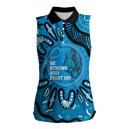 Australia Diabetes Support Women Sleeveless Polo Shirt Be Strong And Fight On Aboriginal Art