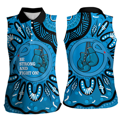 Australia Diabetes Support Women Sleeveless Polo Shirt Be Strong And Fight On Aboriginal Art