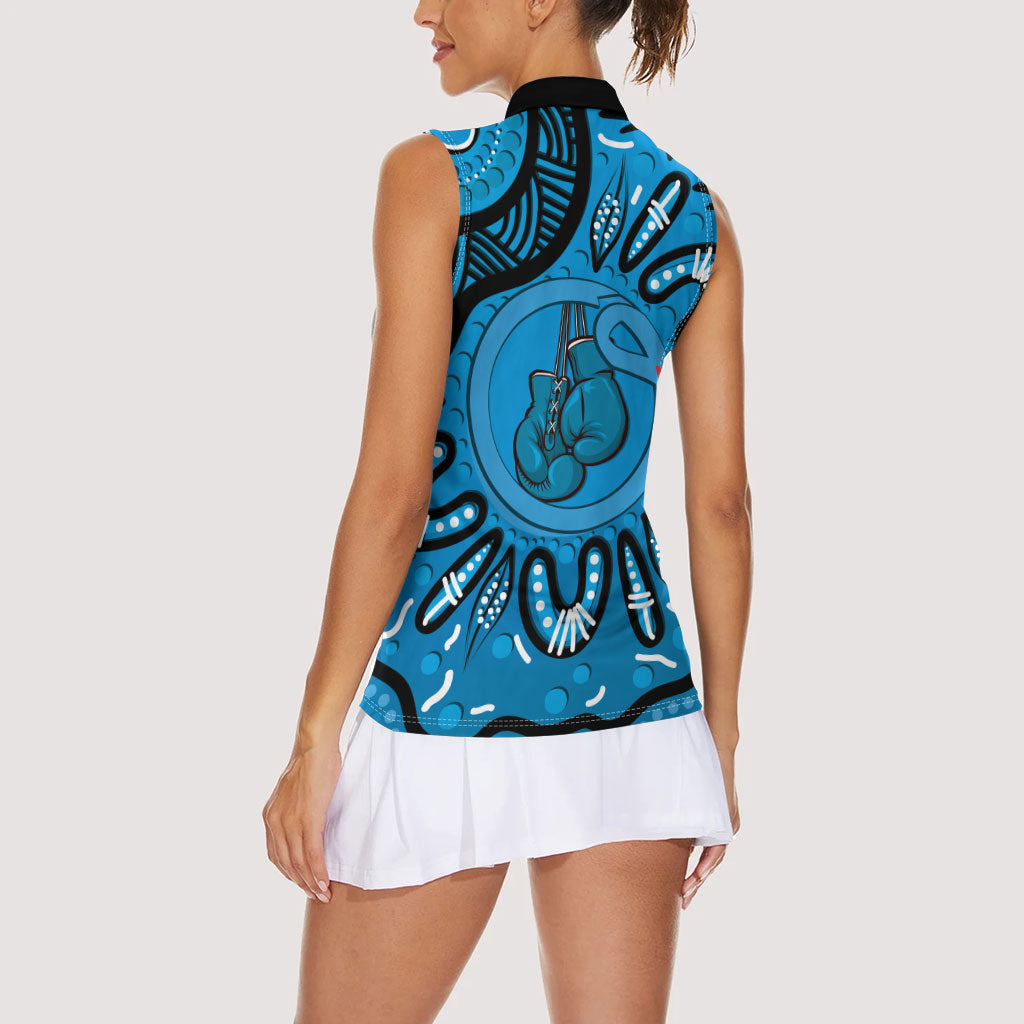 Australia Diabetes Support Women Sleeveless Polo Shirt Be Strong And Fight On Aboriginal Art