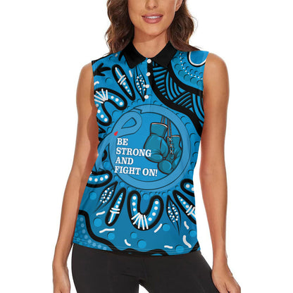 Australia Diabetes Support Women Sleeveless Polo Shirt Be Strong And Fight On Aboriginal Art