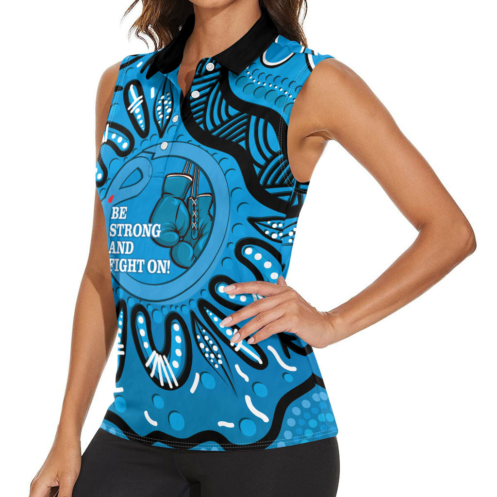 Australia Diabetes Support Women Sleeveless Polo Shirt Be Strong And Fight On Aboriginal Art