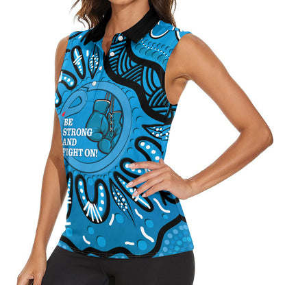 Australia Diabetes Support Women Sleeveless Polo Shirt Be Strong And Fight On Aboriginal Art