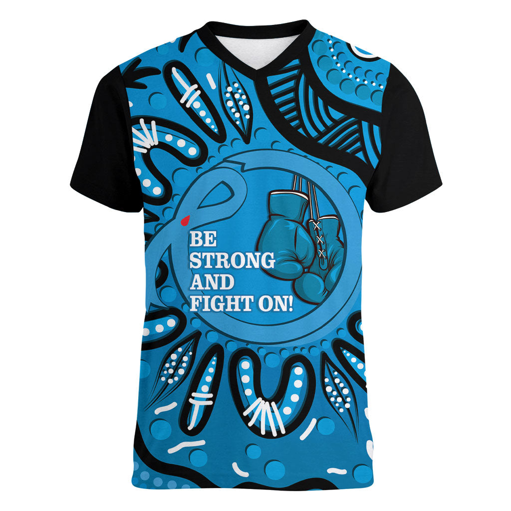 Australia Diabetes Support Women V-Neck T-Shirt Be Strong And Fight On Aboriginal Art