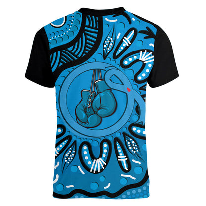 Australia Diabetes Support Women V-Neck T-Shirt Be Strong And Fight On Aboriginal Art