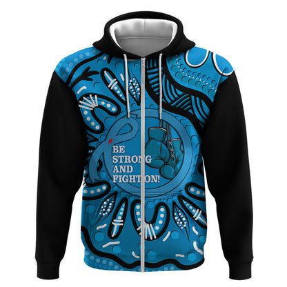 Australia Diabetes Support Zip Hoodie Be Strong And Fight On Aboriginal Art