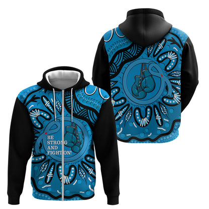 Australia Diabetes Support Zip Hoodie Be Strong And Fight On Aboriginal Art