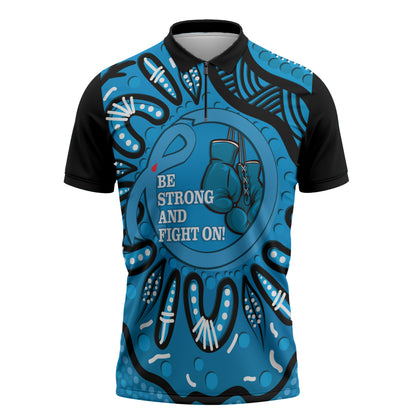 Australia Diabetes Support Zipper Polo Shirt Be Strong And Fight On Aboriginal Art