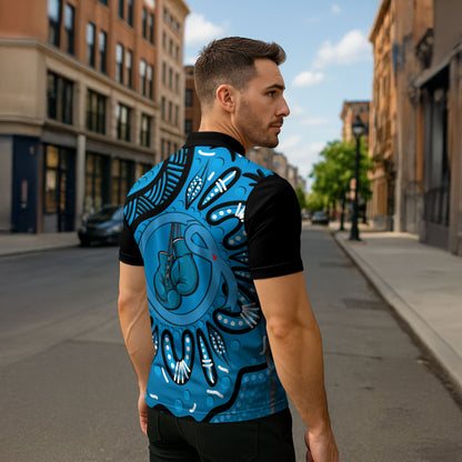 Australia Diabetes Support Zipper Polo Shirt Be Strong And Fight On Aboriginal Art