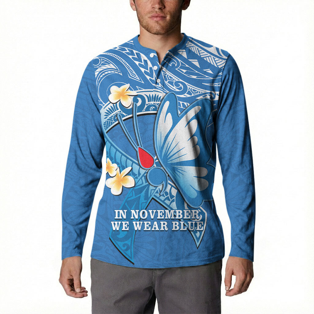 Polynesia Diabetes Support Button Sweatshirt In November We Wear Blue