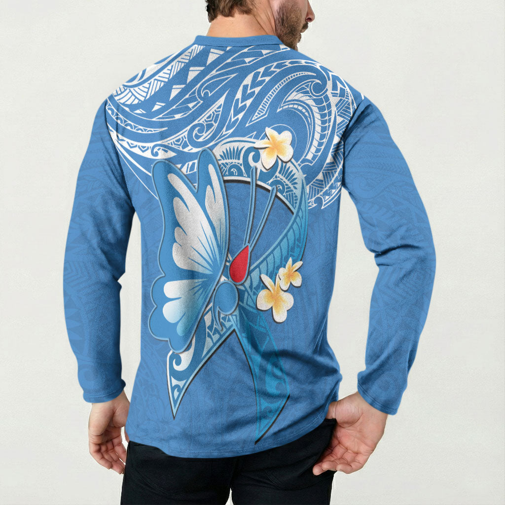 Polynesia Diabetes Support Button Sweatshirt In November We Wear Blue