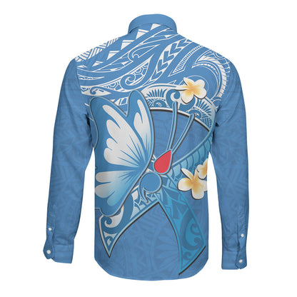 Polynesia Diabetes Support Long Sleeve Button Shirt In November We Wear Blue