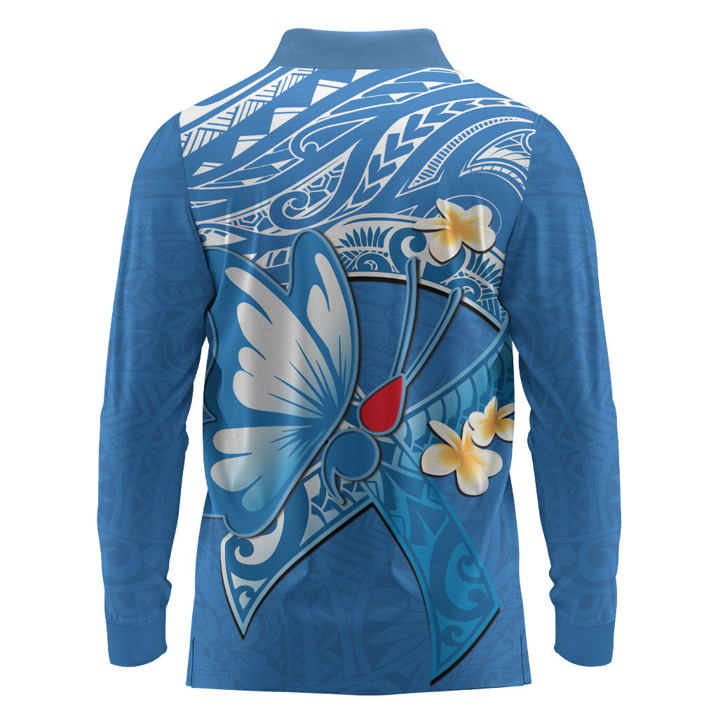 Polynesia Diabetes Support Long Sleeve Polo Shirt In November We Wear Blue