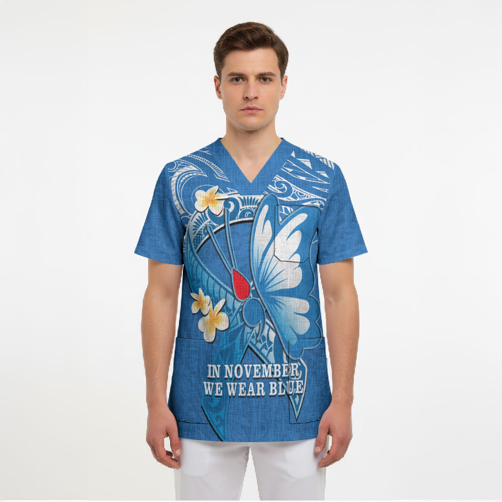 Polynesia Diabetes Support Scrub Top In November We Wear Blue