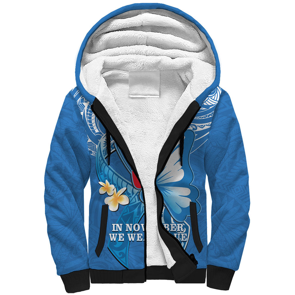 Polynesia Diabetes Support Sherpa Hoodie In November We Wear Blue