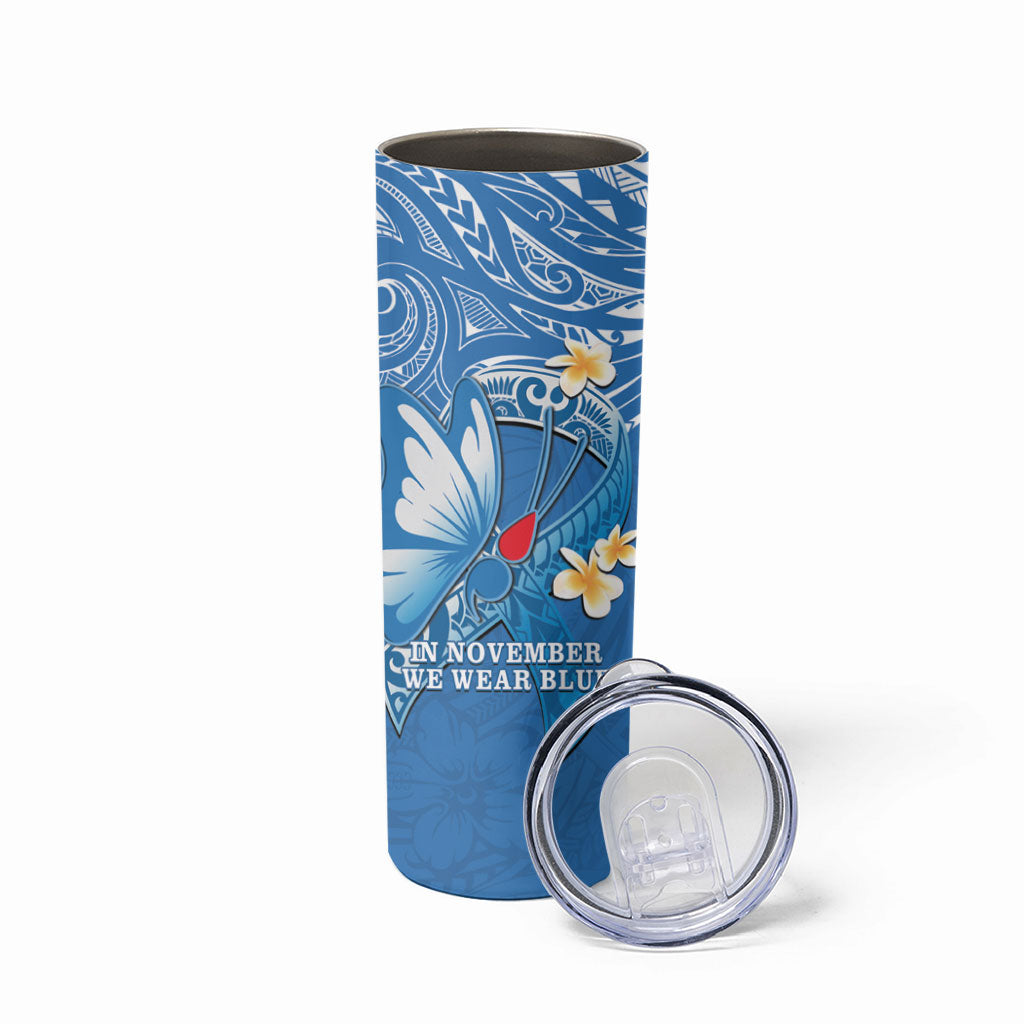 Polynesia Diabetes Support Skinny Tumbler In November We Wear Blue