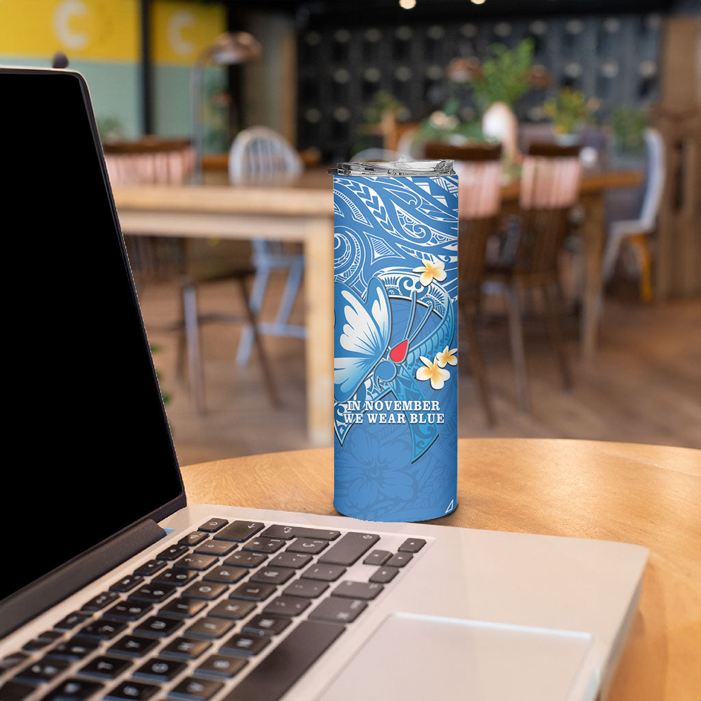 Polynesia Diabetes Support Skinny Tumbler In November We Wear Blue