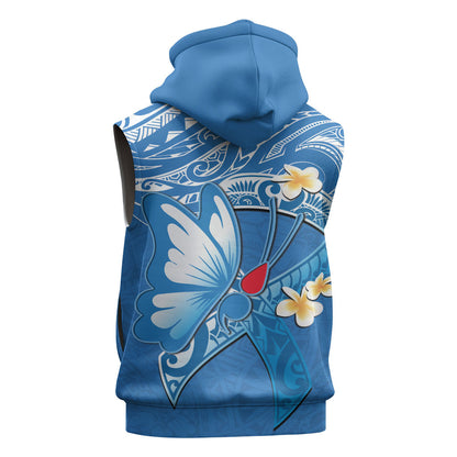 Polynesia Diabetes Support Sleeveless Zip Hoodie In November We Wear Blue