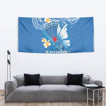 Polynesia Diabetes Support Tapestry In November We Wear Blue