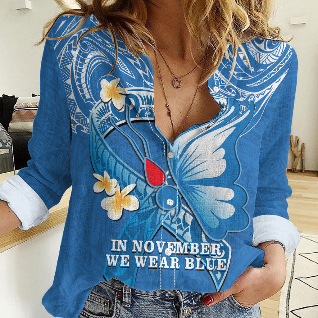 Polynesia Diabetes Support Women Casual Shirt In November We Wear Blue