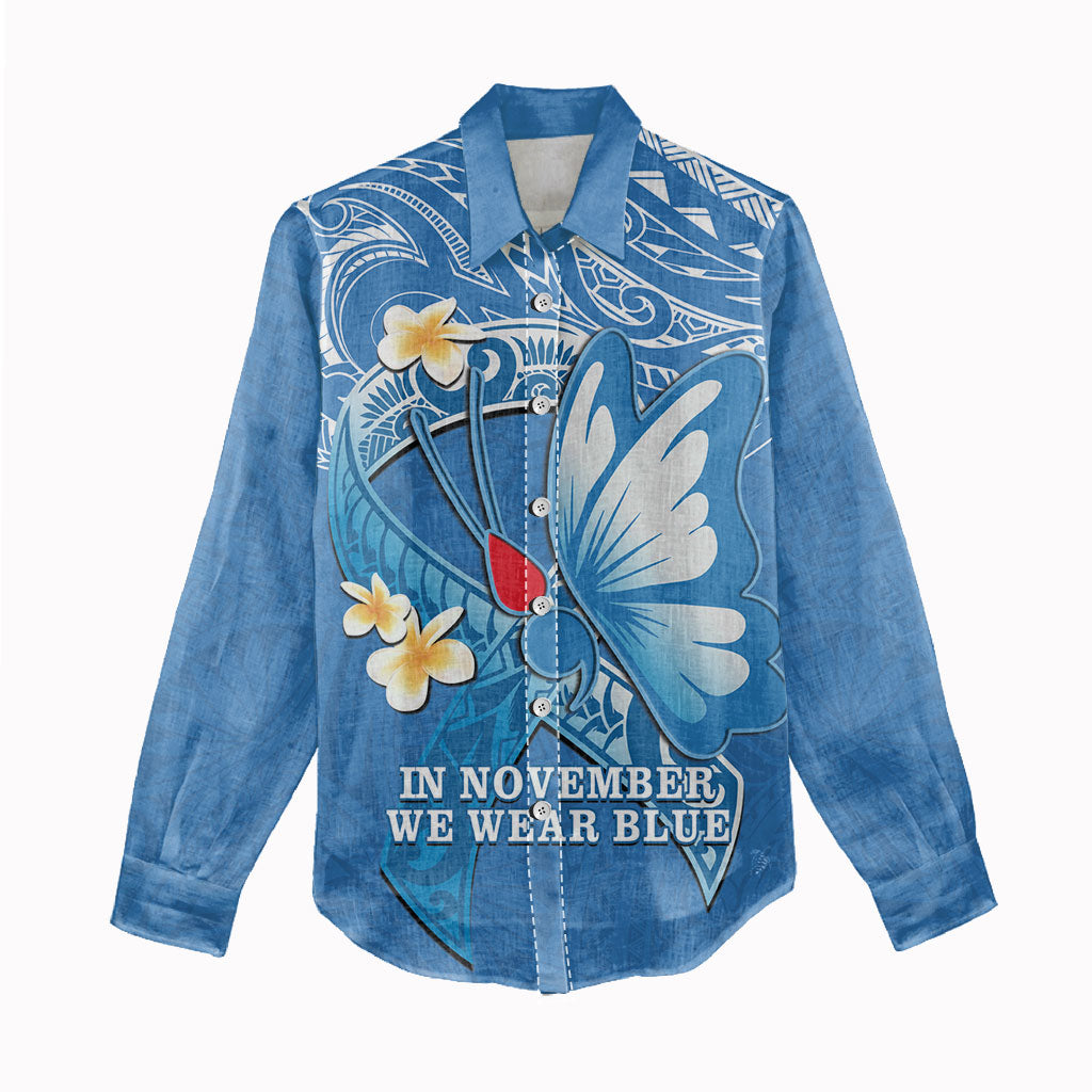 Polynesia Diabetes Support Women Casual Shirt In November We Wear Blue