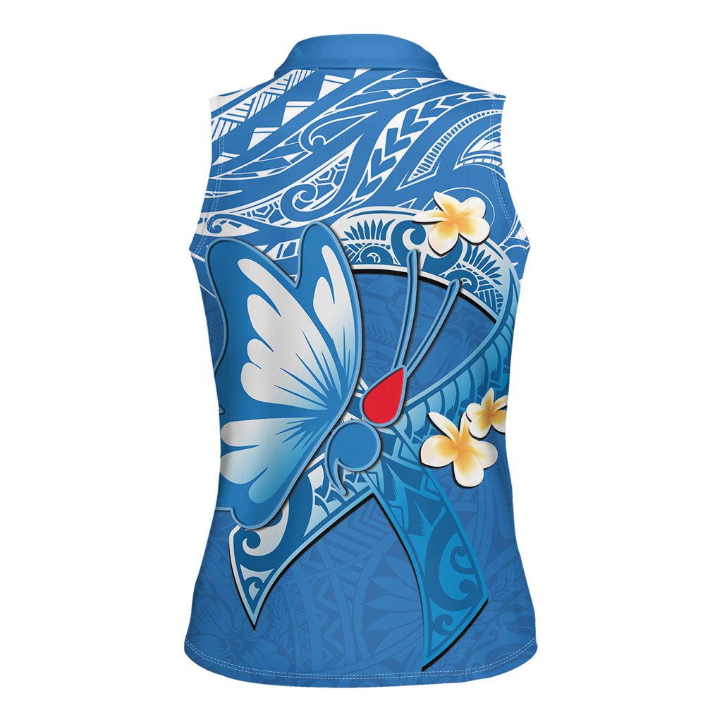 Polynesia Diabetes Support Women Sleeveless Polo Shirt In November We Wear Blue
