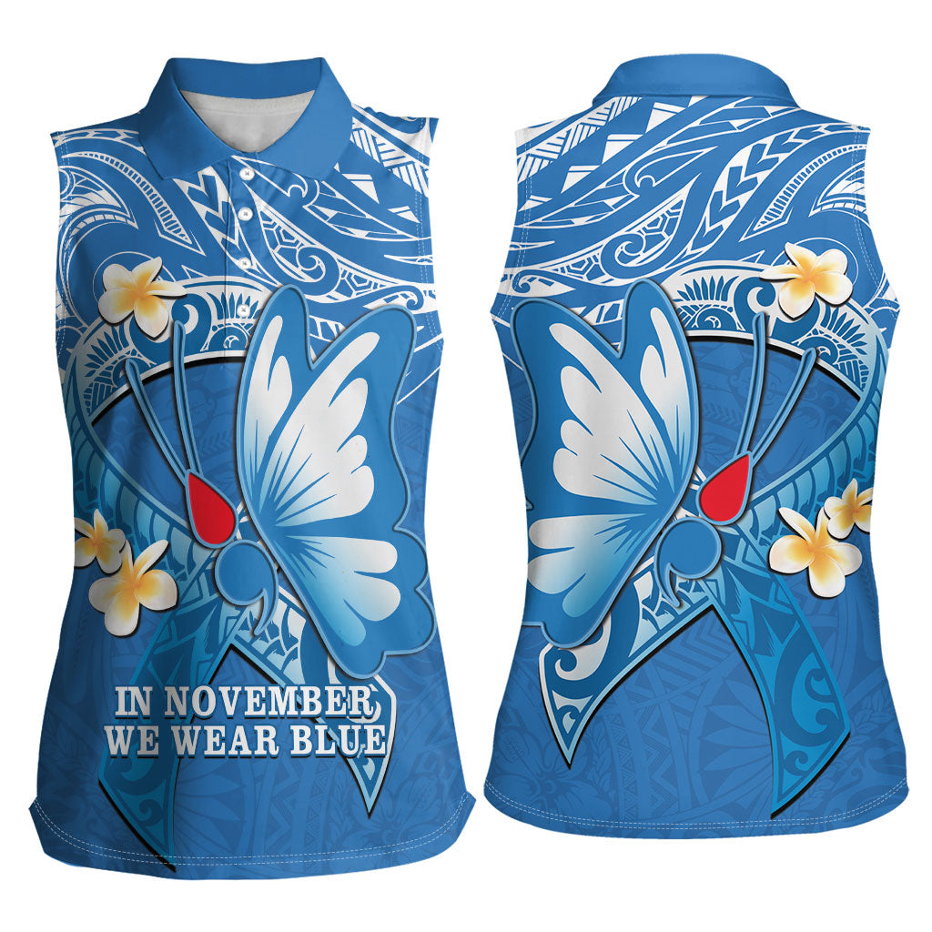 Polynesia Diabetes Support Women Sleeveless Polo Shirt In November We Wear Blue