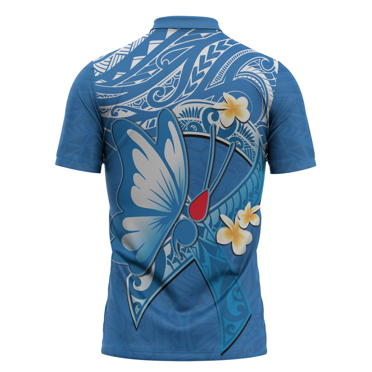 Polynesia Diabetes Support Zipper Polo Shirt In November We Wear Blue