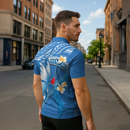 Polynesia Diabetes Support Zipper Polo Shirt In November We Wear Blue
