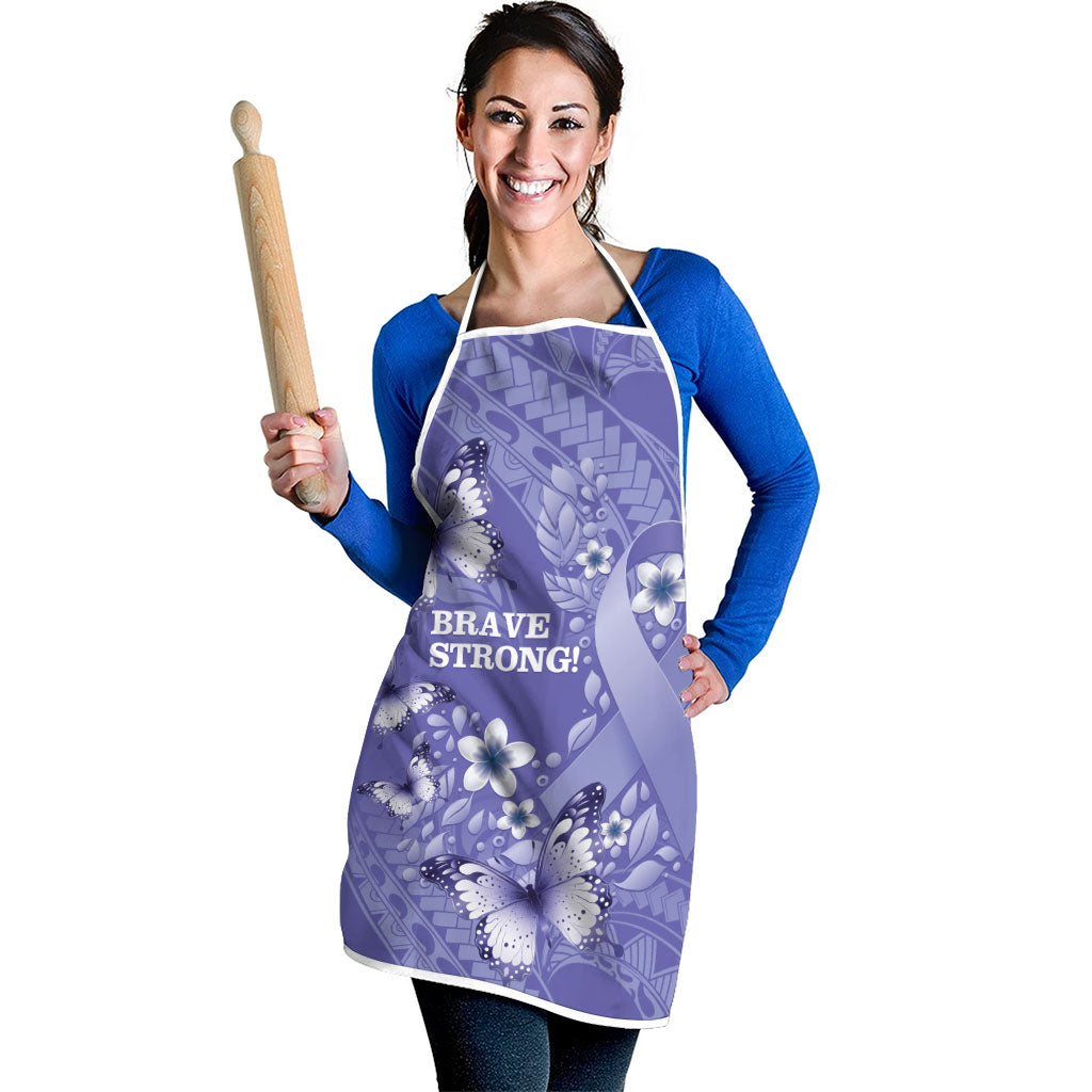 Polynesia Stomach Cancer Support Apron Periwinkle Ribbon Brave Strong