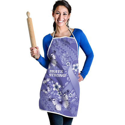 Polynesia Stomach Cancer Support Apron Periwinkle Ribbon Brave Strong
