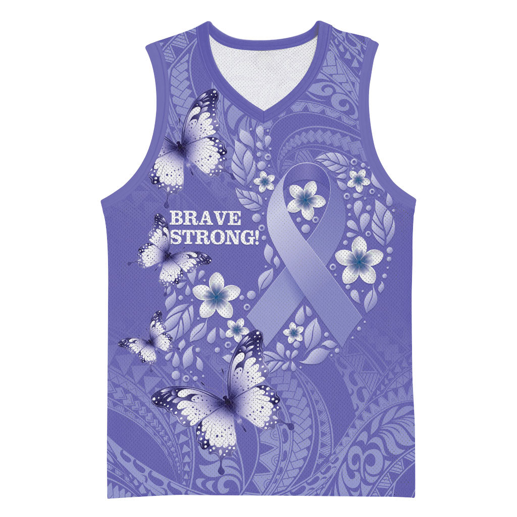 Polynesia Stomach Cancer Support Basketball Jersey Periwinkle Ribbon Brave Strong