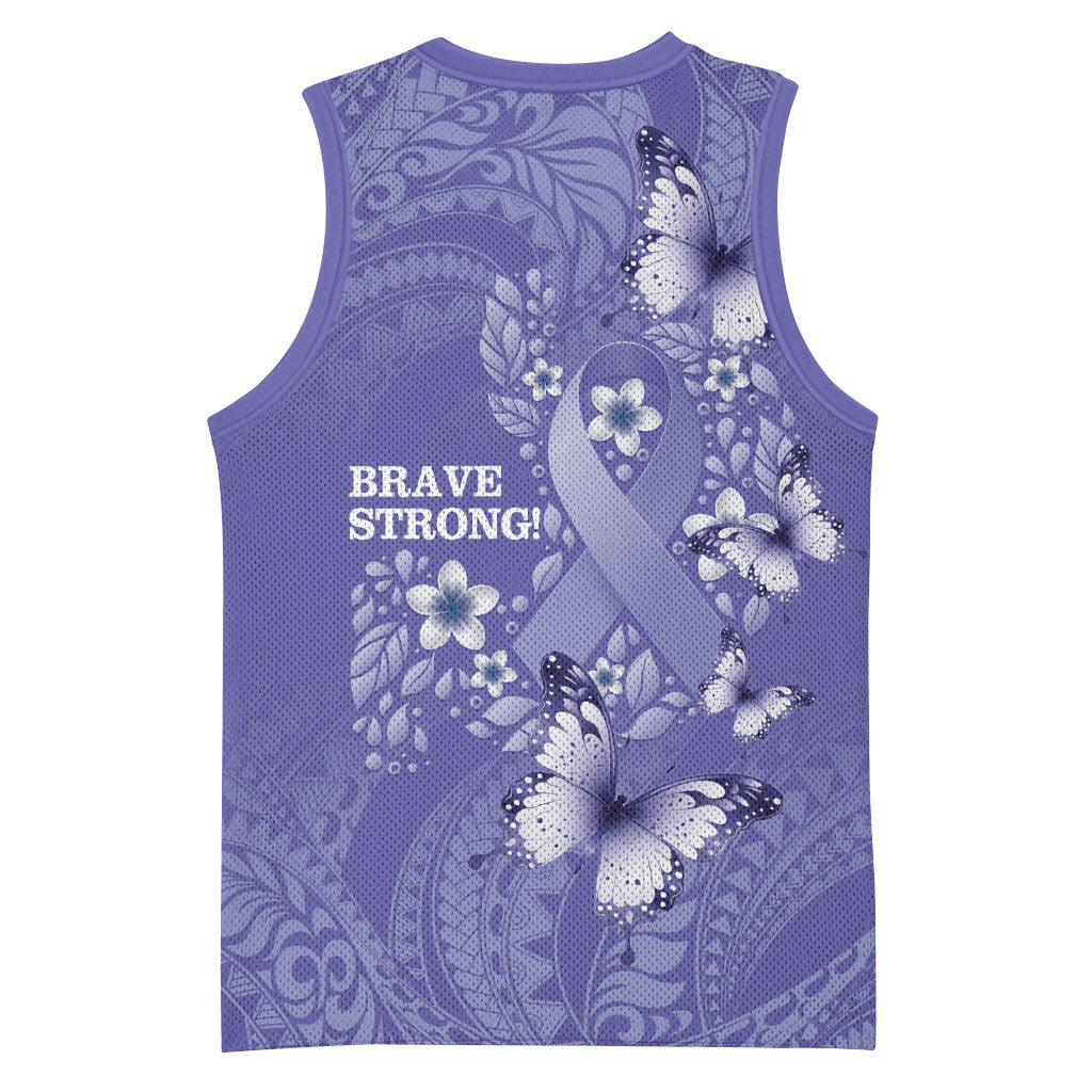 Polynesia Stomach Cancer Support Basketball Jersey Periwinkle Ribbon Brave Strong