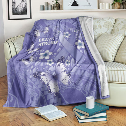 Polynesia Stomach Cancer Support Blanket Periwinkle Ribbon Brave Strong