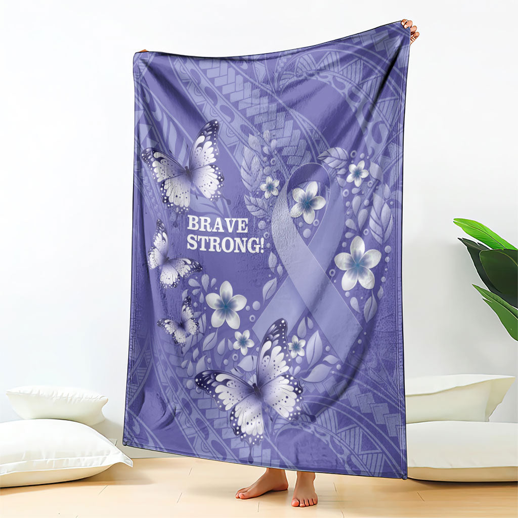 Polynesia Stomach Cancer Support Blanket Periwinkle Ribbon Brave Strong