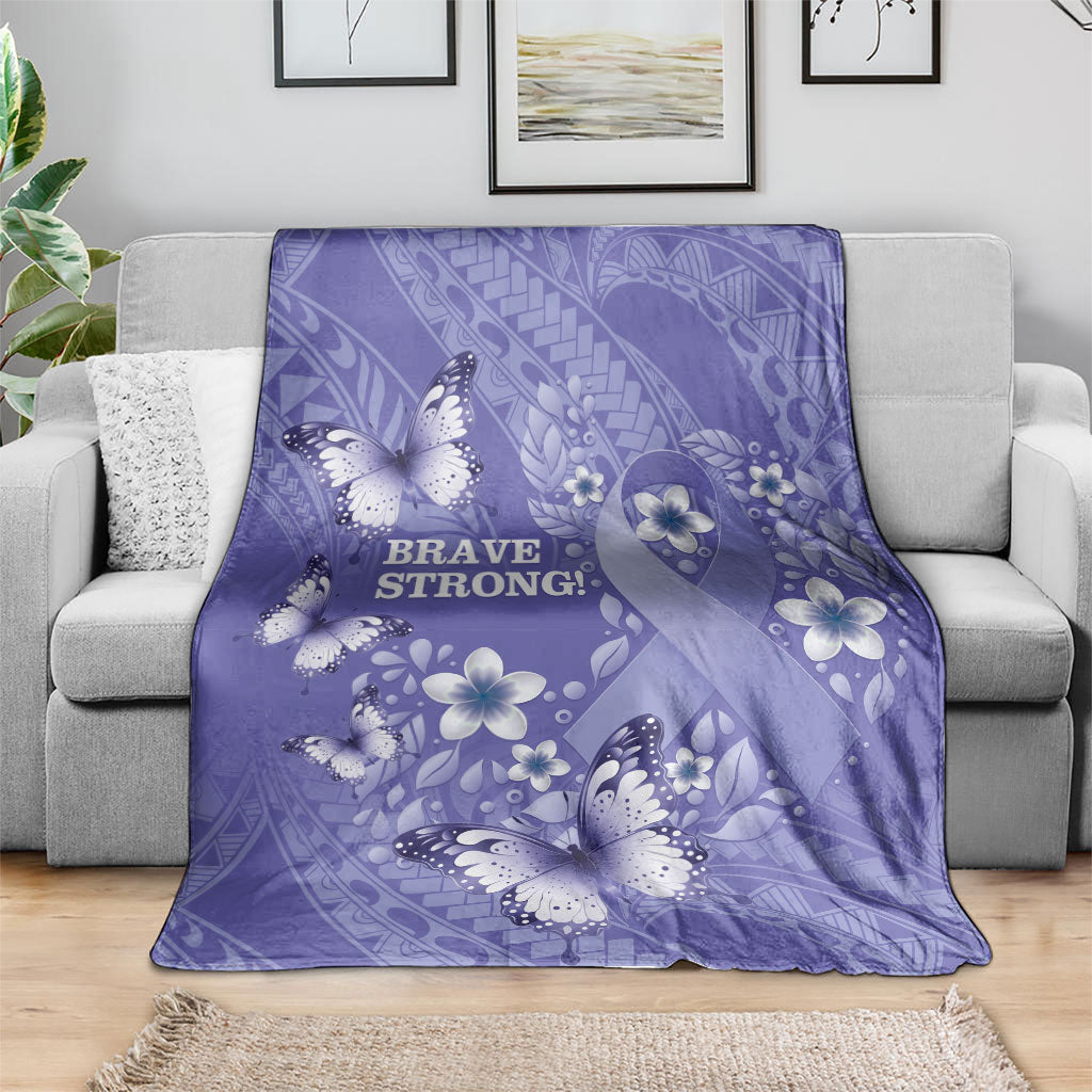 Polynesia Stomach Cancer Support Blanket Periwinkle Ribbon Brave Strong