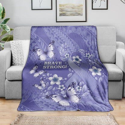 Polynesia Stomach Cancer Support Blanket Periwinkle Ribbon Brave Strong