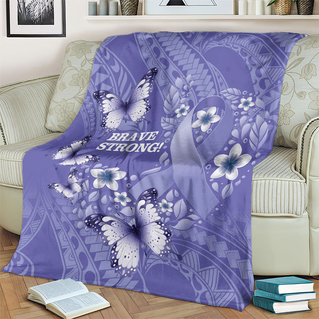 Polynesia Stomach Cancer Support Blanket Periwinkle Ribbon Brave Strong