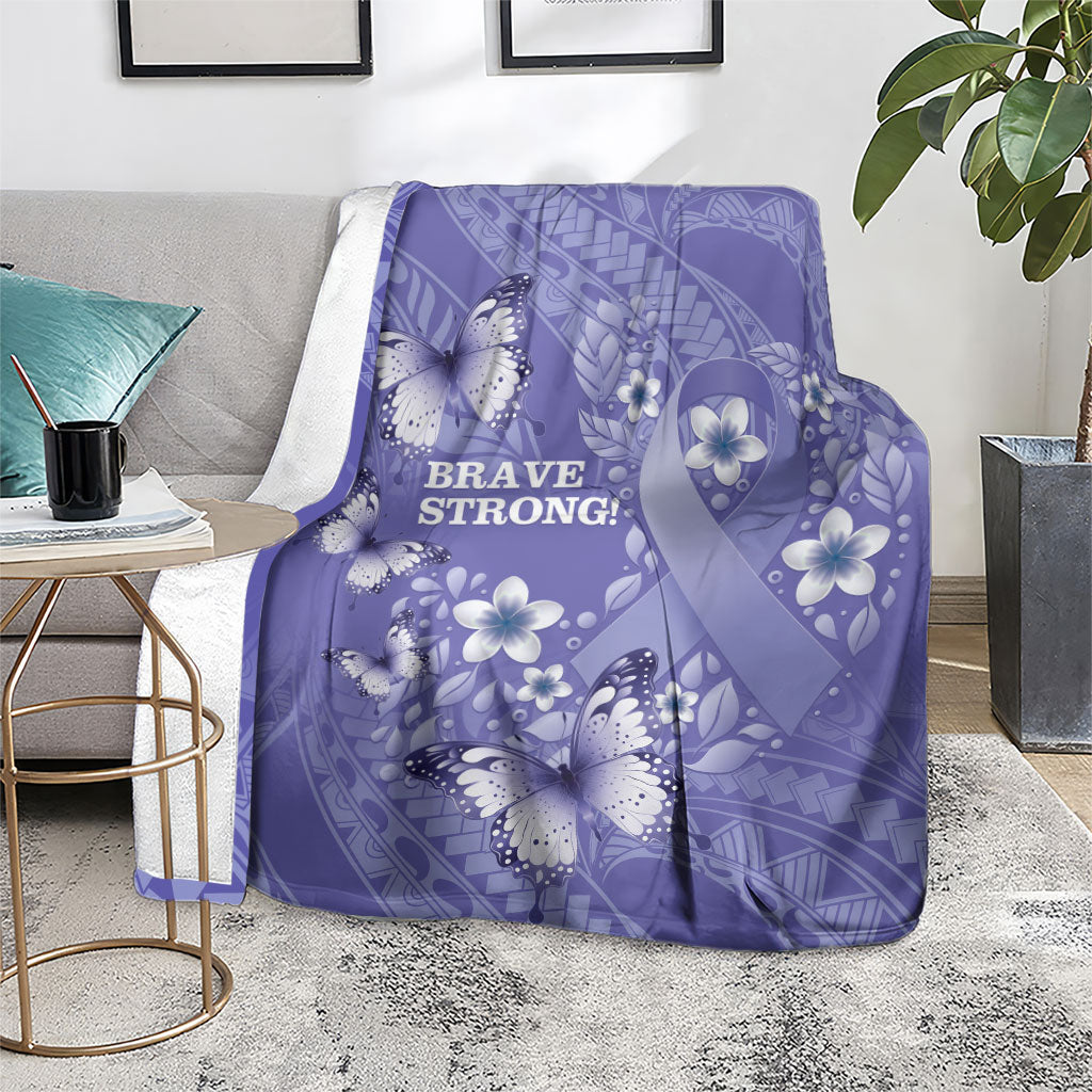 Polynesia Stomach Cancer Support Blanket Periwinkle Ribbon Brave Strong