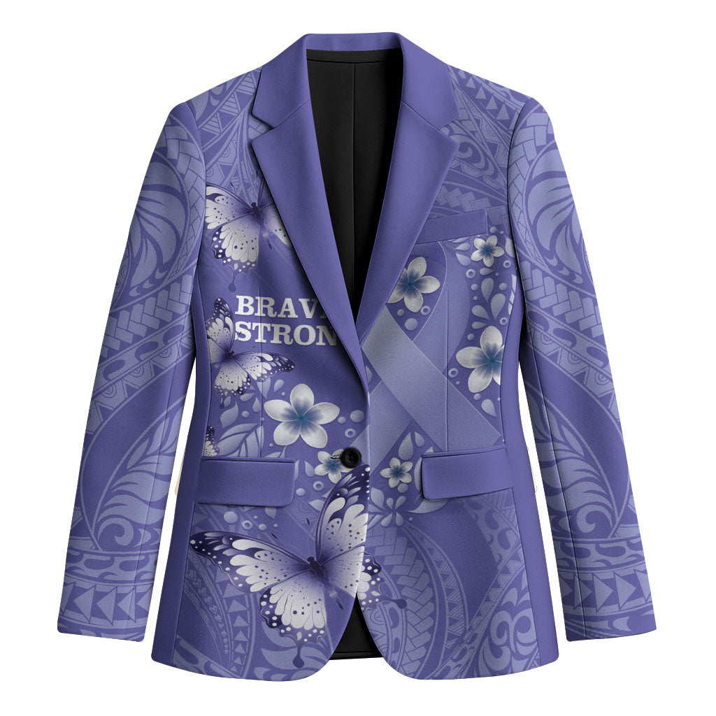 Polynesia Stomach Cancer Support Blazer Periwinkle Ribbon Brave Strong
