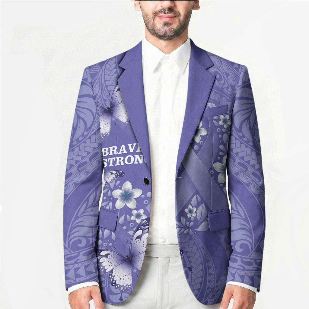 Polynesia Stomach Cancer Support Blazer Periwinkle Ribbon Brave Strong