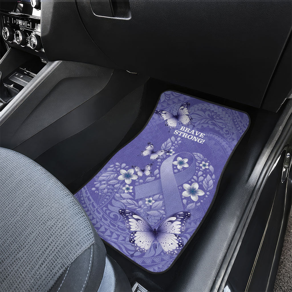 Polynesia Stomach Cancer Support Car Mats Periwinkle Ribbon Brave Strong
