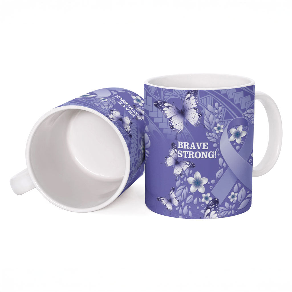Polynesia Stomach Cancer Support Ceramic Mug Periwinkle Ribbon Brave Strong