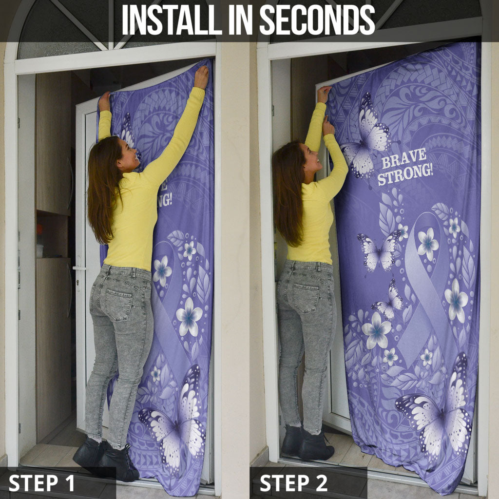 Polynesia Stomach Cancer Support Door Cover Periwinkle Ribbon Brave Strong