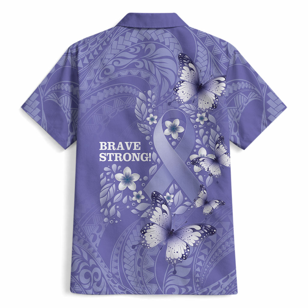 Polynesia Stomach Cancer Support Hawaiian Shirt Periwinkle Ribbon Brave Strong
