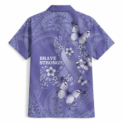 Polynesia Stomach Cancer Support Hawaiian Shirt Periwinkle Ribbon Brave Strong