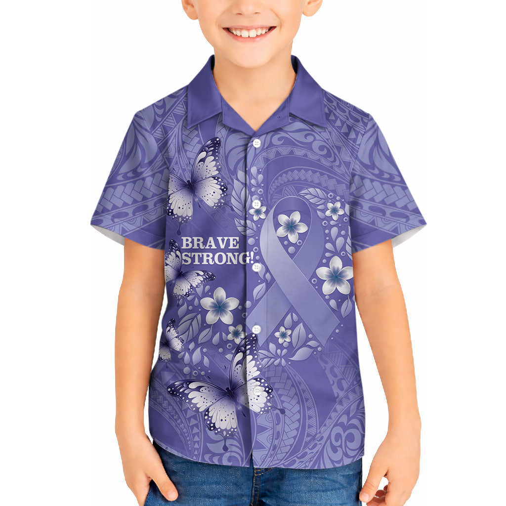 Polynesia Stomach Cancer Support Hawaiian Shirt Periwinkle Ribbon Brave Strong