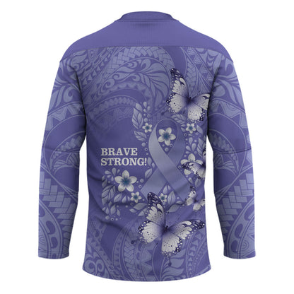Polynesia Stomach Cancer Support Hockey Jersey Periwinkle Ribbon Brave Strong