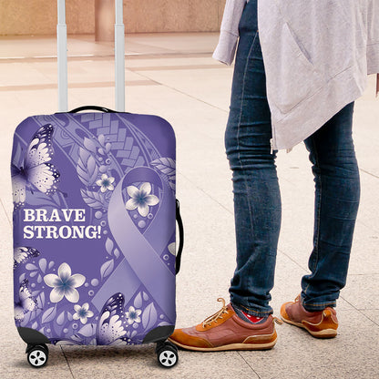 Polynesia Stomach Cancer Support Luggage Cover Periwinkle Ribbon Brave Strong