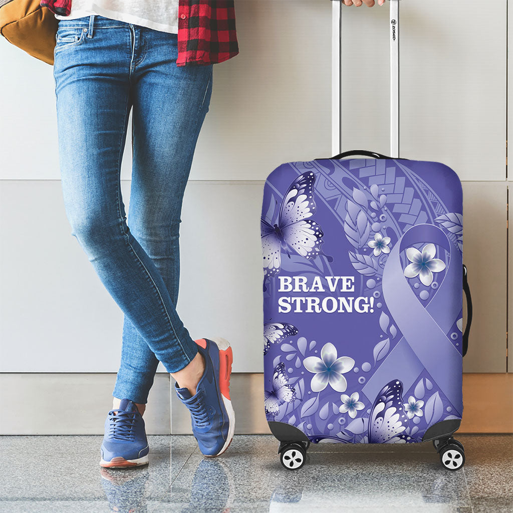 Polynesia Stomach Cancer Support Luggage Cover Periwinkle Ribbon Brave Strong