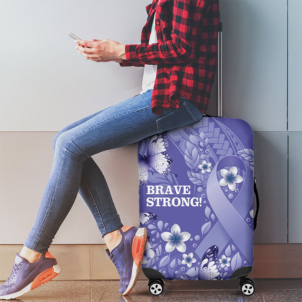 Polynesia Stomach Cancer Support Luggage Cover Periwinkle Ribbon Brave Strong